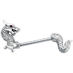 Piercing téton barbell 69 - Dragon oeil rouge