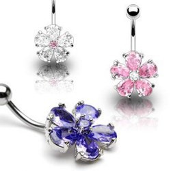 Piercing nombril fleur 15 - Cristal