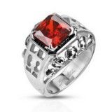 Bague zircone carré rouge médiévale (69)