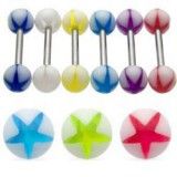 Piercing de langue UV 42 - étoile fond blanc