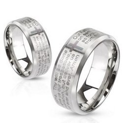 Bague croix grise avec écritures (34)