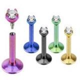 Piercing micro-labret 16 - PVD screw in strass