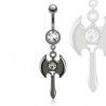 Piercing nombril gothique motif hache noir (53)