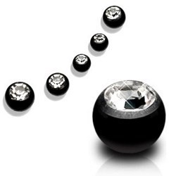 Boule black avec cristal 1,2mm