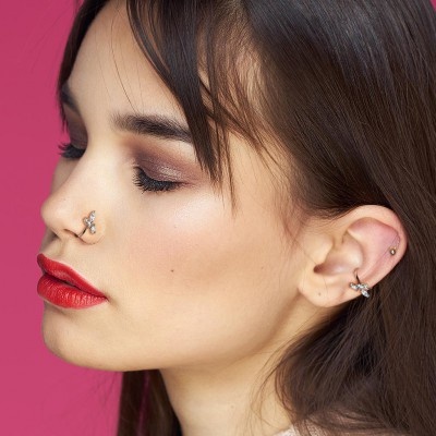  Piercing nez, narine avec de beaux cristaux transparents 