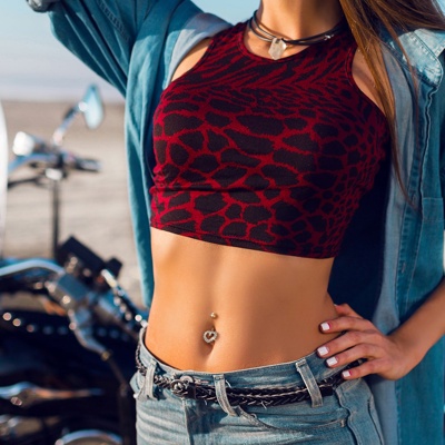  Piercing nombril cœur multistrass 