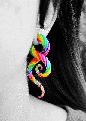  Piercing écarteur maison en plexiglas multicolore
