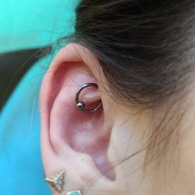  Piercing rook anneau en acier gris 