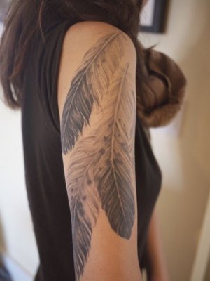  Tatouage de trois plumes sur le bras 