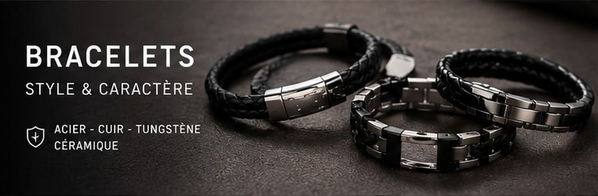 Bracelets acier, cuir, tungstène & céramique | Tendance