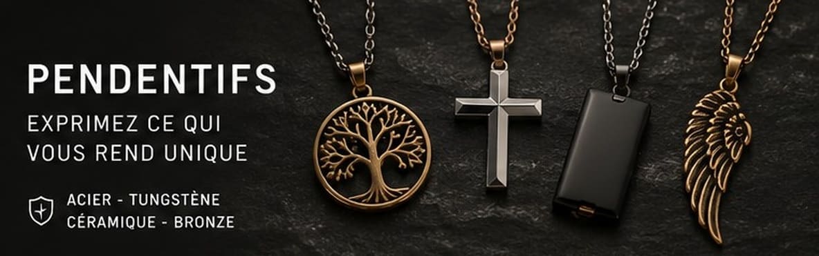 Pendentifs acier, tungstène, céramique & bronze | Style